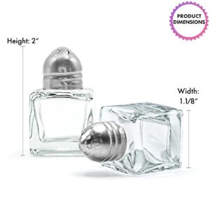 Srenta Small Salt and Pepper Shakers, Pack of 24 Bulk Salt and Pepper Shakers with Funnel Tool, Clear Glass Mini Salt and Pepper Shakers Set with Stainless Steel Tops for Wedding Table & Party, 0.5 oz