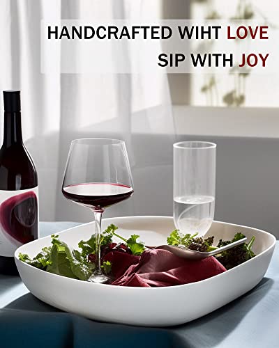 JBHO Hand Blown Italian Style Crystal Burgundy Wine Glasses - Lead-Free Premium Crystal Clear Glass - Set of 2-21 Ounce - Gift-Box for any Occasion