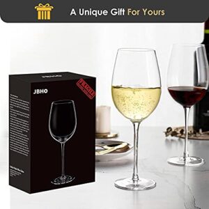 JBHO Hand Blown Italian Style Crystal White or Red Wine Glasses - Gift Packaging for Any Occasion - Lead-Free Premium Crystal Clear Glass - Set of 4-18 Ounce