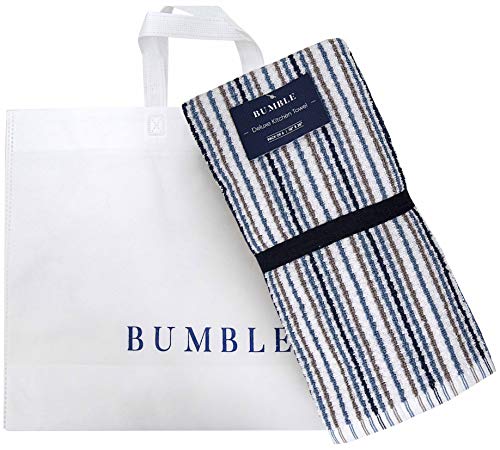 Kitchen Towels 16”x 26”- 6 Pack | Large Cotton Kitchen Hand Towels | Dish Towels | Popcorn Stripe Design | 400 GSM Highly Absorbent Tea Towels Set with Hanging Loop | Dish Towels for Kitchen | Blue