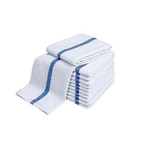 28oz bar mop towels 16x19, 100% cotton, commercial grade professional kitchen/restaurant barmop towels (blue stripe-24 pack)