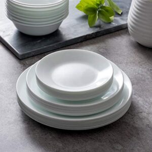 Corelle Vitrelle 8-Piece Dinner Plates Set, Triple Layer Glass and Chip Resistant, Lightweight Round Plates, Winter Frost White