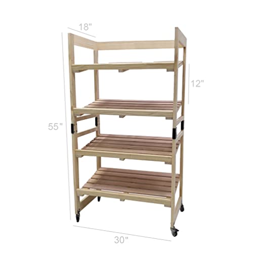 FixtureDisplays® 4-Tier Bakery Bread Rack with Angled Shelves Wooden Display Rack Bread Store Rack 30X18X55" 101143-NF