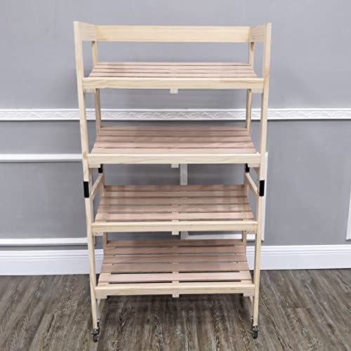 FixtureDisplays® 4-Tier Bakery Bread Rack with Angled Shelves Wooden Display Rack Bread Store Rack 30X18X55" 101143-NF