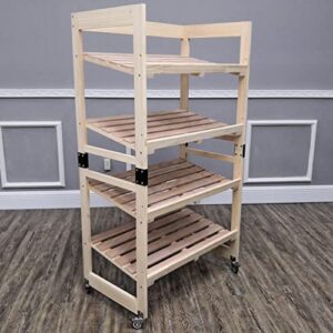 FixtureDisplays® 4-Tier Bakery Bread Rack with Angled Shelves Wooden Display Rack Bread Store Rack 30X18X55" 101143-NF