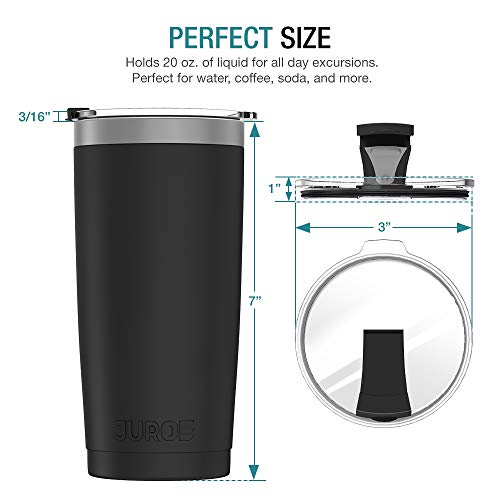 JURO Tumbler 20 oz Stainless Steel Vacuum Insulated Tumblers w/Lids and Straw [Travel Mug] Double Wall Water Coffee Cup for Home, Office, Kitchen Outdoor ideal for Ice Drinks/Hot Beverage - Black