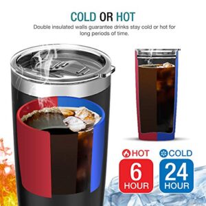 JURO Tumbler 20 oz Stainless Steel Vacuum Insulated Tumblers w/Lids and Straw [Travel Mug] Double Wall Water Coffee Cup for Home, Office, Kitchen Outdoor ideal for Ice Drinks/Hot Beverage - Black