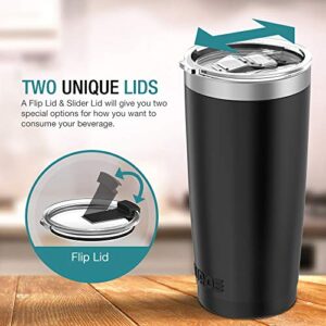 JURO Tumbler 20 oz Stainless Steel Vacuum Insulated Tumblers w/Lids and Straw [Travel Mug] Double Wall Water Coffee Cup for Home, Office, Kitchen Outdoor ideal for Ice Drinks/Hot Beverage - Black