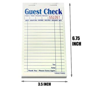 FMP Brands Double Part Guest Check Pads for Restaurants, Perforated 2 Part Green and White Carbonless Check Book for Bars, Cafes and Restaurant Orders, 10 Pads, 50 Sheets/Pad