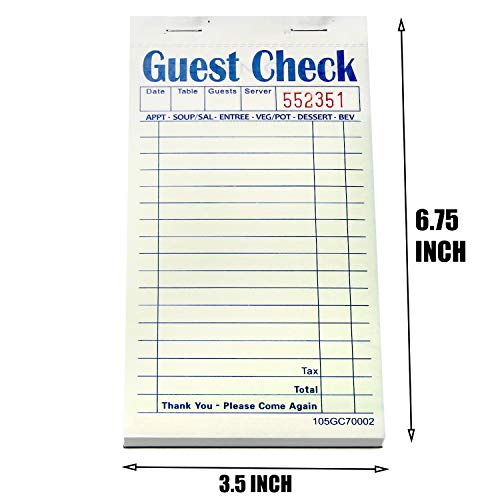 FMP Brands Double Part Guest Check Pads for Restaurants, Perforated 2 Part Green and White Carbonless Check Book for Bars, Cafes and Restaurant Orders, 10 Pads, 50 Sheets/Pad