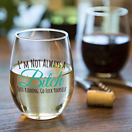 I'm Not Always - Funny Wine Glasses for Women, Cute Wine Glass for Best Friend Gift, Funny Gift for Her, Stemless 15oz, Gift Box, Birthday Gifts for Women or Men, Unique, for Girlfriend, Sister, BFF