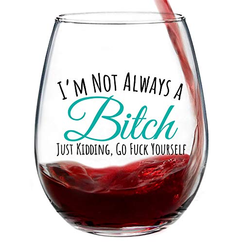 I'm Not Always - Funny Wine Glasses for Women, Cute Wine Glass for Best Friend Gift, Funny Gift for Her, Stemless 15oz, Gift Box, Birthday Gifts for Women or Men, Unique, for Girlfriend, Sister, BFF