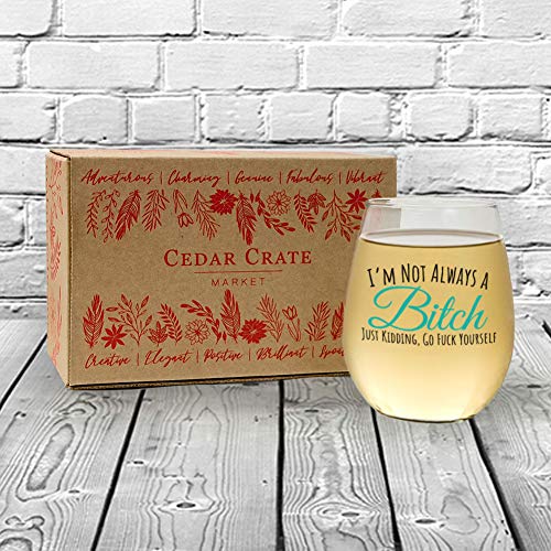 I'm Not Always - Funny Wine Glasses for Women, Cute Wine Glass for Best Friend Gift, Funny Gift for Her, Stemless 15oz, Gift Box, Birthday Gifts for Women or Men, Unique, for Girlfriend, Sister, BFF