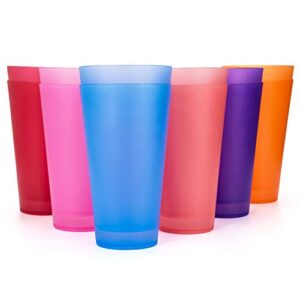 kx-ware 32-ounce plastic tumblers/large drinking glasses/party cups/iced tea glasses set of 12,6 assorted colors| unbreakable, dishwasher safe, bpa free