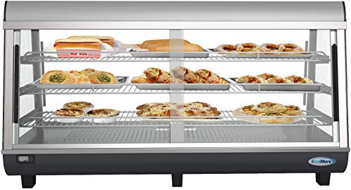 KoolMore - HDC-6C Commercial 48" Countertop Food Warmer Display Case Merchandiser with LED Lighting and Front Sliding Door - 6.5 cu.ft.,Black