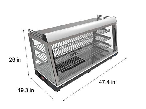 KoolMore - HDC-6C Commercial 48" Countertop Food Warmer Display Case Merchandiser with LED Lighting and Front Sliding Door - 6.5 cu.ft.,Black