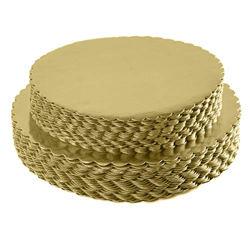 ONE MORE [25pcs] 10" Gold Cakeboard Round,Disposable Cake Circle Base Boards Cake Plate Round Coated Circle Cakeboard Base 10inch,Pack of 25