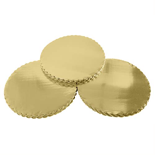 ONE MORE [25pcs] 10" Gold Cakeboard Round,Disposable Cake Circle Base Boards Cake Plate Round Coated Circle Cakeboard Base 10inch,Pack of 25