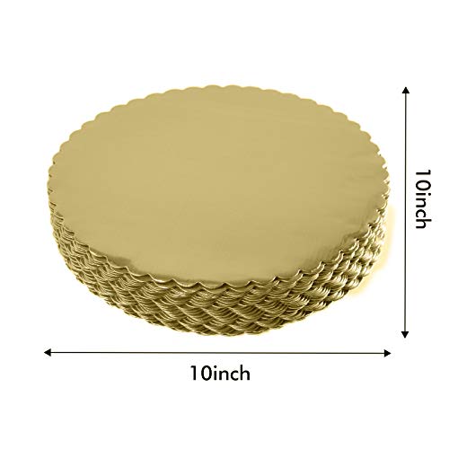 ONE MORE [25pcs] 10" Gold Cakeboard Round,Disposable Cake Circle Base Boards Cake Plate Round Coated Circle Cakeboard Base 10inch,Pack of 25