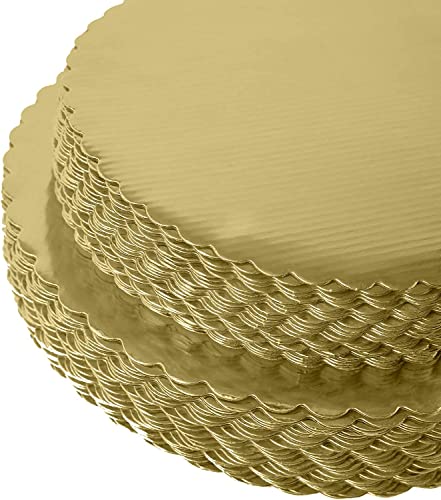 ONE MORE [25pcs] 10" Gold Cakeboard Round,Disposable Cake Circle Base Boards Cake Plate Round Coated Circle Cakeboard Base 10inch,Pack of 25