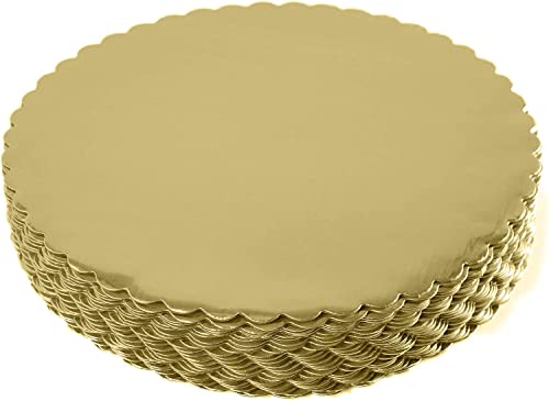 ONE MORE [25pcs] 10" Gold Cakeboard Round,Disposable Cake Circle Base Boards Cake Plate Round Coated Circle Cakeboard Base 10inch,Pack of 25