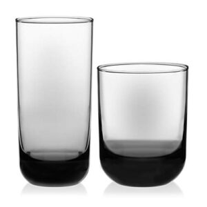 Libbey Polaris 16-Piece Tumbler and Rocks Glass Set, Smoke