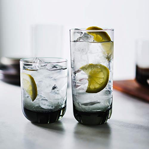 Libbey Polaris 16-Piece Tumbler and Rocks Glass Set, Smoke