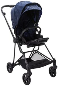 cybex mios 2 complete stroller, one-hand compact fold, reversible seat, smooth ride all-wheel suspension, extra storage, adjustable leg rest, xxl sun canopy, in indigo blue with chrome/black frame