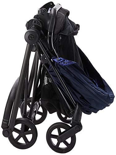 Cybex Mios 2 Complete Stroller, One-Hand Compact Fold, Reversible Seat, Smooth Ride All-Wheel Suspension, Extra Storage, Adjustable Leg Rest, XXL Sun Canopy, in Indigo Blue with Chrome/Black Frame