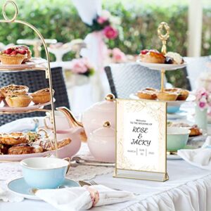 NIUBEE 6Pack 5 x 7 Clear Acrylic Wedding Table Number Holder Stands with Gold Borders, Double Sided Picture Frames Sign for Restaurant Menu Recipe Cards Photo Display