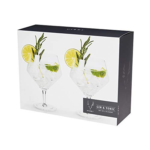 Viski Angled Stemmed Gin & Tonic Glasses, Highball glasses, Cocktail Glasses, Vodka Tonic Glasses, Gin Glasses for Gin Lovers Gift set of 2, 14oz, Clear