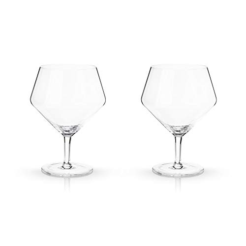 Viski Angled Stemmed Gin & Tonic Glasses, Highball glasses, Cocktail Glasses, Vodka Tonic Glasses, Gin Glasses for Gin Lovers Gift set of 2, 14oz, Clear