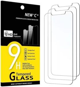 new'c [3 pack] designed for iphone 11 and iphone xr (6.1") screen protector tempered glass, case friendly ultra resistant