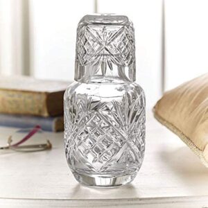 Lefonte Crystal Bedside Night Carafe Pitcher and Water Glass Tumbler Set, Bedroom Nightstand Water Pitcher and Cup Set
