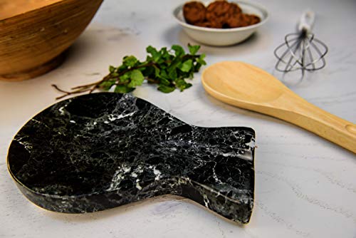 RADICALn Spoon Rest Handmade Marble Black Spatula Fork Ladle Utensil Rest Keeper - Cooking Spoon Organizer - Stove Top Chef Kitchen Tool Spoon Holder