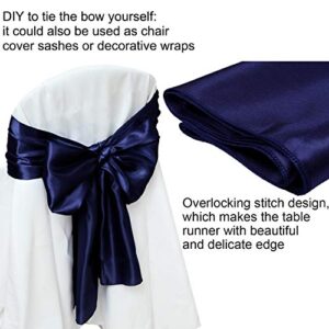 ANECO 4 Pack Satin Table Runner 12 x 108 Inch Long Bright Silk and Smooth Fabric Party Table Runner for Wedding Banquet Party Decoration- Navy Blue