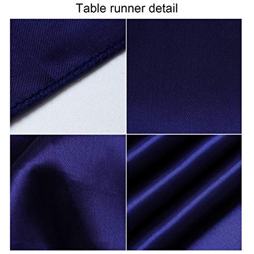 ANECO 4 Pack Satin Table Runner 12 x 108 Inch Long Bright Silk and Smooth Fabric Party Table Runner for Wedding Banquet Party Decoration- Navy Blue