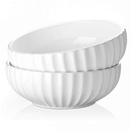 DOWAN 9.75" Large Serving Bowls - 86 oz Ceramic Salad Bowl for Kitchen, Party, Dinner, Banquet - Fruit Nut Bowls for Entertaining - Set of 2