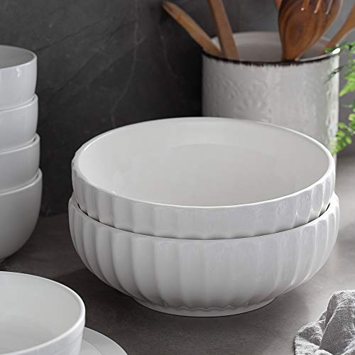 DOWAN 9.75" Large Serving Bowls - 86 oz Ceramic Salad Bowl for Kitchen, Party, Dinner, Banquet - Fruit Nut Bowls for Entertaining - Set of 2