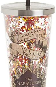 Spoontiques - Harry Potter Tumbler - Solemnly Swear Glitter Cup with Straw - 20 oz - Acrylic - Multicolored