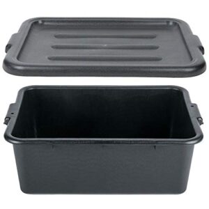 colibyou 6 pack 20" x 15" x 7" black polypropylene bus dish plastic restaurant tub w/lid of set