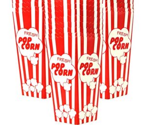 15 movie night popcorn paper boxes buckets 7.75 inches tall large & holds 46 oz old fashion vintage retro party design red & white colored nostalgic carnival stripes bags & tubs [various qty avail]