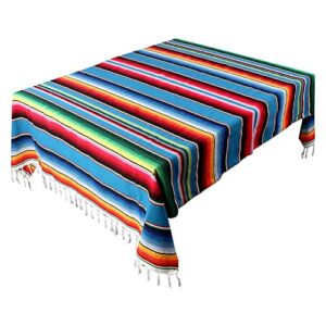 aerwo 59 x 84 inch mexican tablecloth mexican serape blanket for mexican party wedding cinco de mayo fiesta decorations outdoor picnics dining table cover, large square cotton fringe table cloth
