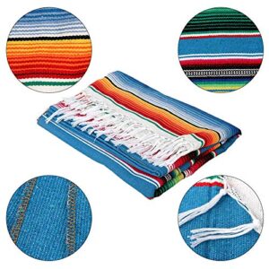 AerWo 59 x 84 Inch Mexican Tablecloth Mexican Serape Blanket for Mexican Party Wedding Cinco De Mayo Fiesta Decorations Outdoor Picnics Dining Table Cover, Large Square Cotton Fringe Table Cloth