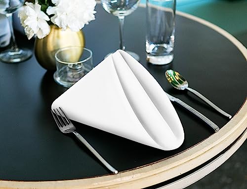Utopia Home [24 Pack, White] Cloth Napkins 17x17 Inches, 100% Polyester Dinner Napkins with Hemmed Edges, Washable Napkins Ideal for Parties, Weddings and Dinners