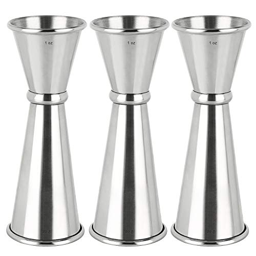 3PCS Double Jigger & Cocktail Jiggers Stainless Steel 1 Ounce X 2 Ounce Alcohol Measuring Tools