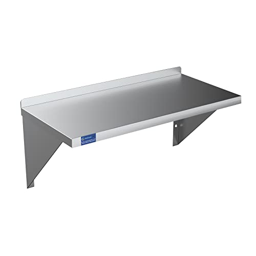 AmGood 18" Width x 36" Length | Stainless Steel Wall Shelf | Square Edge | Metal Shelving | Heavy Duty | Commercial Grade | Wall Mount | NSF Certified