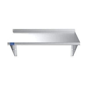 AmGood 14" Width x 30" Length | Stainless Steel Wall Shelf | Square Edge | Metal Shelving | Heavy Duty | Commercial Grade | Wall Mount | NSF Certified