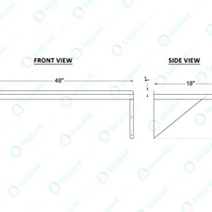 AmGood 18" Width x 48" Length | Stainless Steel Wall Shelf | Square Edge | Metal Shelving | Heavy Duty | Commercial Grade | Wall Mount | NSF Certified