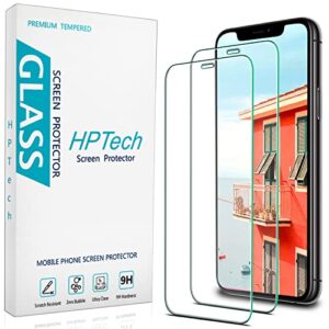 hptech 2-pack tempered glass for apple iphone 11, iphone xr [6.1-inch] screen protector, easy to install, bubble free, 9h hardness
